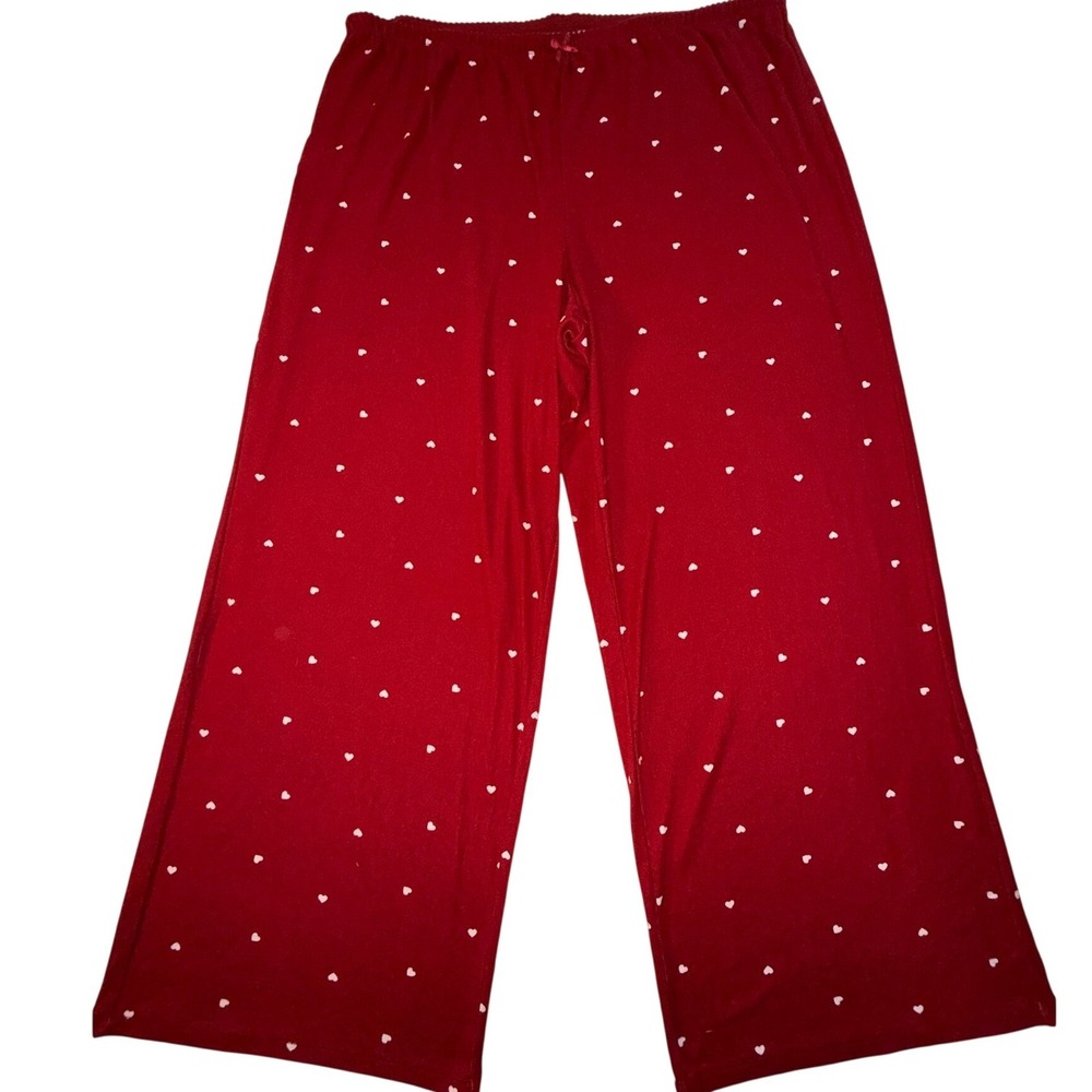 Auden Red Heart Print Pajama Pants XXL Wide Leg Sleepwear Lounge Bottoms